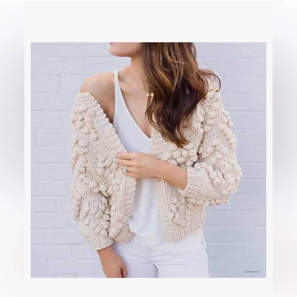New Open Front Ivory Cardigan. Oversized Size Small - Picture 6 of 8
